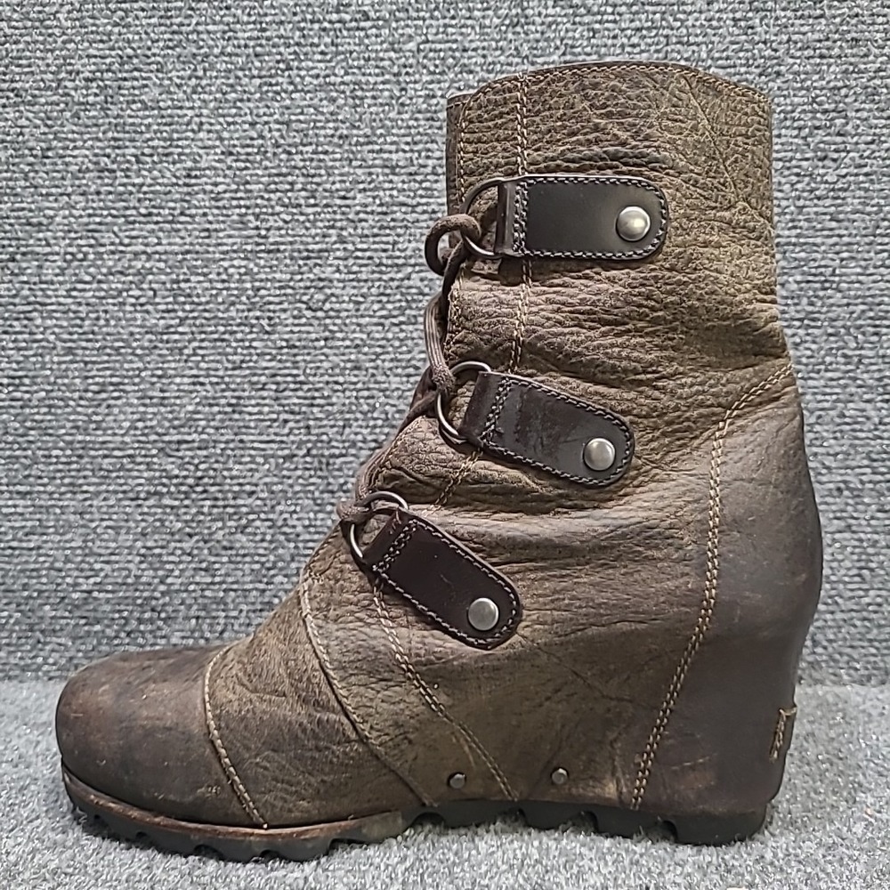 Sorel Joan of Arctic Wedge Lace Up Leather Boots Brown Womens Size 9.5 / EU 40.5 - Picture 8 of 13